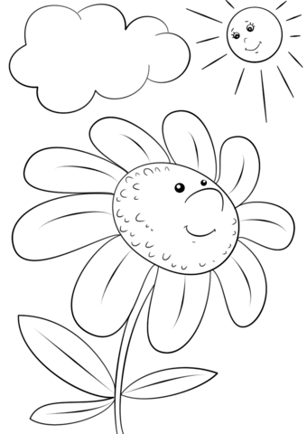 Cartoon Flower Character Coloring Page